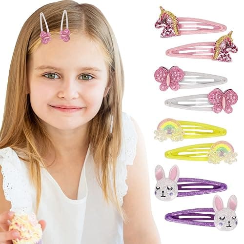 Wingchold 16Pcs Girls Unicorn, Butterfly, Flower, Rabbit Hair Clips - Sparkly Rainbow Hair Accessories for Toddlers, Kids, Hair Clips for Party, Birthday Gift Supplies Favors thumbnail 2