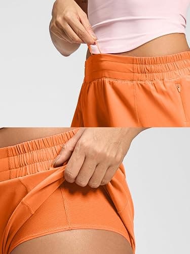 MCEDAR Women's Running Shorts Low Waisted 2.5"，Lightweight Active Workout Quick Dry Gym Athletic Sports Shorts Zip Pocket thumbnail 2