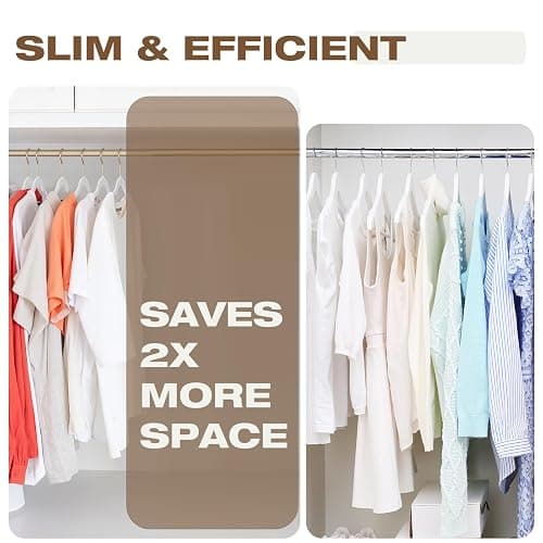 Uinicor 50 Pack White Velvet Hangers,Non Slip,Heavy-Duty,Slim,Space Saving,with Felt Surface and Gold 360°Swivel Hook,for Pants,Outfit,Skirts,Suits,Coats,Dresses ect. thumbnail 7