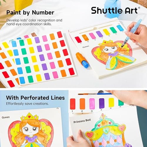 Shuttle Art Paint with Water Coloring Book for Kids, Pack of 4, 100 Sheets Watercolor Paint Set for Kids Ages 3-5, 4-8, Mess Free Travel Art Supplies, Birthday Christmas Craft Gift thumbnail 5