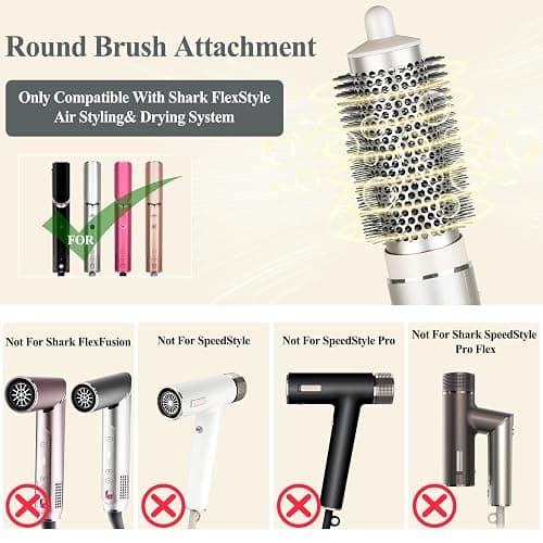 AFDD Round Brush Attachment for Shark FlexStyle Accessories, Normal Round Volumizing Brush Hair Styling Tool for Straight, Wavy, Curly, and Coily Hair thumbnail 3