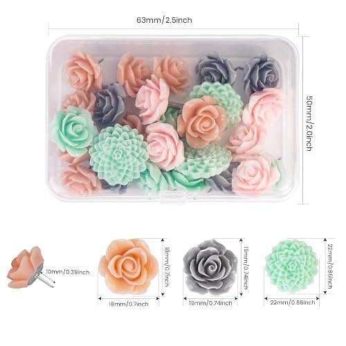 24Pcs Decorative Pushpins,Cork Board Tacks,Bulletin Board Tacks,Thumb Tack Decorative for CorkBoard, Office Organization or Home thumbnail 3