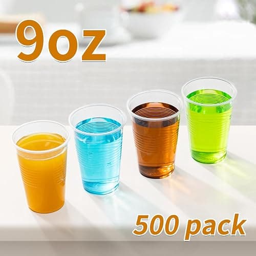 RACETOP 500 Pack 9 oz Plastic Cups, Clear Disposable Plastic Cups Bulk, Cold Drinking Party Cup, Transparent for Wedding, Thanksgiving, Christmas, Party - 9 oz - 500 thumbnail 5