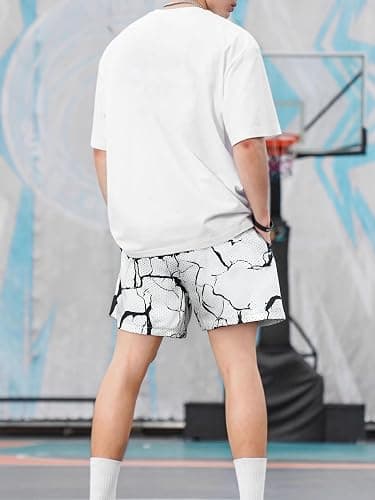 DIOTSR Mens Graphic Print Shorts Cool Mesh Basketball Shorts Casual Flat Front Shorts Summer Drawstring thumbnail 5