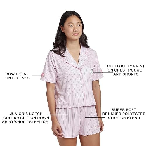 Bioworld Hello Kitty Character Face Women's 2-Pack Shirt & Shorts Pajama Set thumbnail 3
