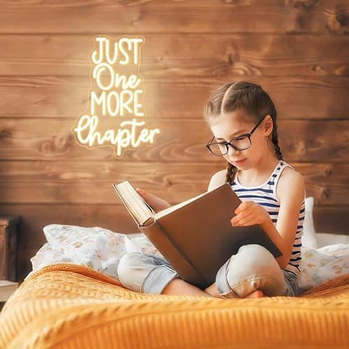 Just One More Chapter Neon Sign Dimmable Neon Signs for Wall Decor LED Library Sign USB Light Up Sign for Study Reading Room Decor Bedroom Classroom Book Lover Book Reader Bookish Gifts for Women thumbnail 5