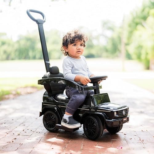 Best Ride On Cars 3 In 1 Mercedes G-Wagon Push Car for Toddlers 1 to 3 Years Old, Kids Outdoor Stroller with Music, Horn Sounds, and Handle, Realistic Driving Experience, Black thumbnail 2