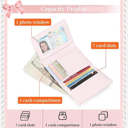 SENDEFN ID Credit Card Holder Small Wallets Cute Coquette Bow Wallet for Women Girls thumbnail 3