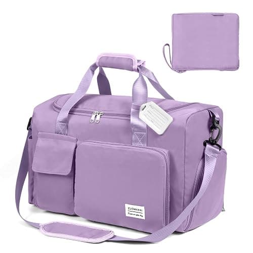 Foldable Travel Duffel With Wet and Dry Separation - Lightweight Large Capacity Holdall for Gym, Sports, Hospital, Overnight Weekend - Purple - Image 1