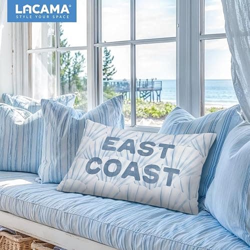 Lacama Coastal Room Decor, Blue Coastal Throw Pillow Cover 12x20, Blue Dorm Decor, East Coastal Decorative Throw Pillow Covers Pillowcases for Couch Bed Girly Room Bedroom Dorm thumbnail 6