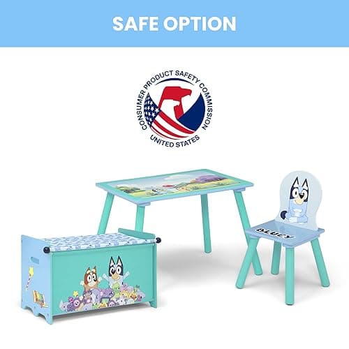 Delta Children Bluey 3-Piece Toddler Playroom Set – Includes Table, Chair and Toy Box, Blue - Bluey - Playroom Set thumbnail 5