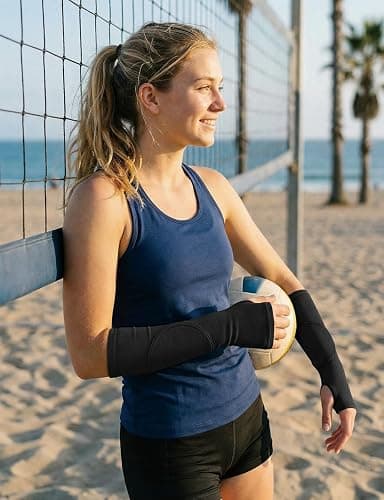 L LK SPORTS Volleyball Arm Sleeves for Girls Passing Forearm Sleeves with Protection Pads and Thumbhole for Youth thumbnail 5