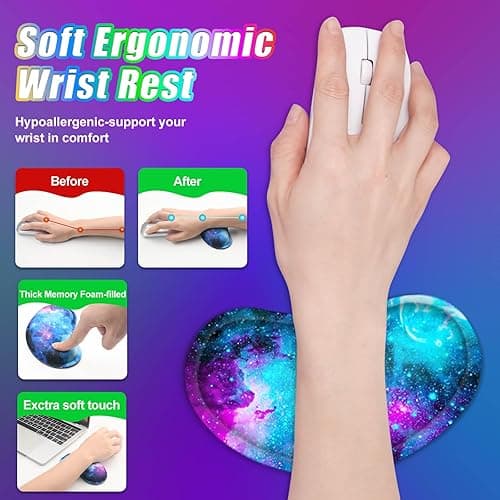 ToLuLu Wireless Charging RGB Gaming Mouse Pad, 15W LED Mouse Mat with 30W Charger, 14 Light Modes Large Mousepad with Wrist Support, Non-Slip Rubber Base Desk Mat Computer Keyboard Pad, Galaxy Nebula thumbnail 6