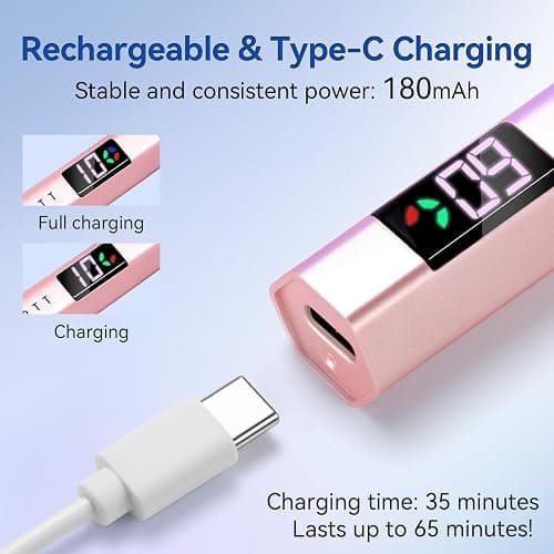 Makartt Handheld Mini UV Nail Lamp Pearl Pink LCD 2 Timer USB | Rechargeable with LCD Display, Cures Gel Polish & Glue, Fast Drying, Ideal for Home & Salon thumbnail 5