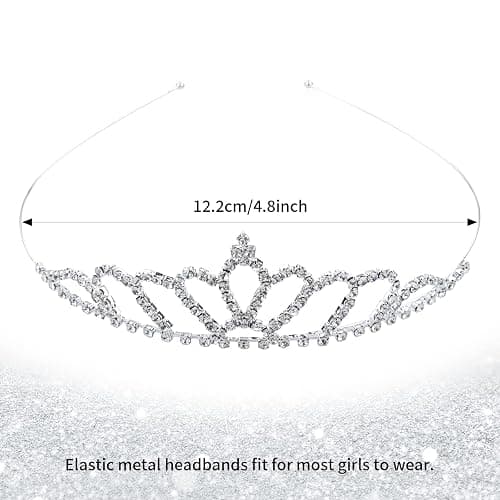 Cinaci 5 Pack Sparkly Glitter Rhinestone Silver Metal Headbands Wedding Hair Crowns Tiaras Clasps Accessories for Kids Girls Women Brides - 5 Pack S2 thumbnail 6