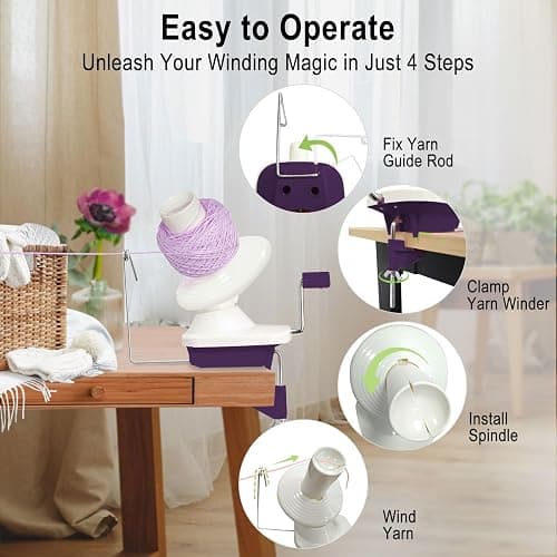 Yarn Ball Winder for Crocheting: Yarn Winder for Crocheting & Yarn Spinner for Knitting Hand Operated thumbnail 2