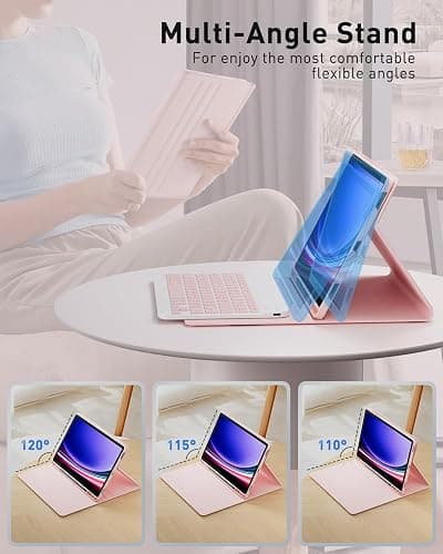 TUNKARMOR for iPad Air 13 inch (M4-2026, M3-2025, M2-2024) Case Keyboard and iPad Pro 12.9 inch (6th, 5th, 4th, 3rd Generation) Keyboard Case Built-in Pencil Holder with Mouse - Pink thumbnail 4