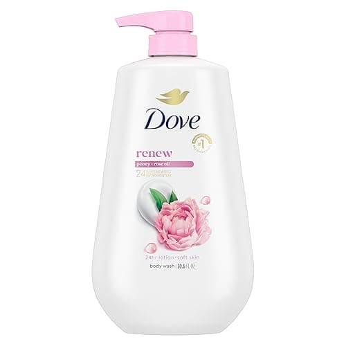 Dove Body Wash with Pump Renew Peony & Rose Oil For 24hr Lotion-Soft Skin Moisturizing Skin Cleanser with No Sulfates No Parabens 30.6 Oz - Peony & Rose - 30.6 Ounce (Pack of 1)