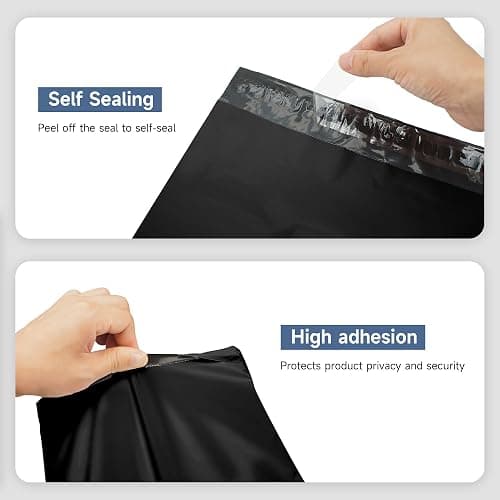 KKBESTPACK 100 Large Poly Mailers 10x13 Shipping Bags for Small Business – Self Sealing Package Envelopes (10 x 13 Pack of 100, Black) thumbnail 4