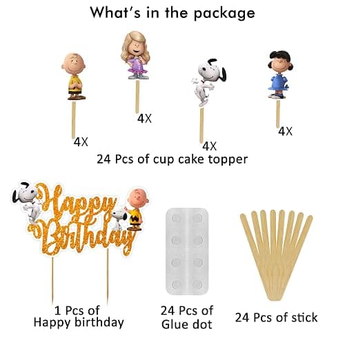 Charlie Broown Theme Birthday Party Supplies Decorations Set, Cartoon Inspired Party Decor with Banner, Cupcake Toppers, Table Decorations for Birthday Celebration and Party Events thumbnail 4