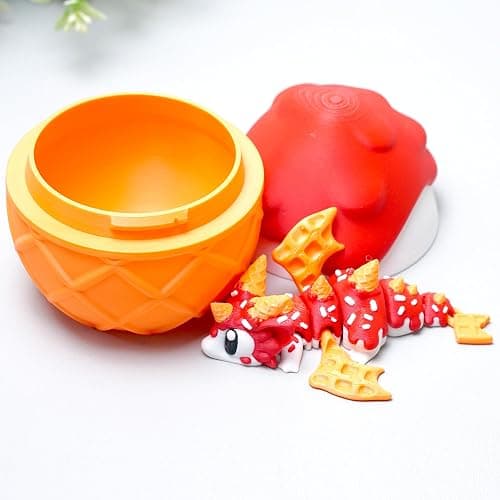 LUYUCUBE Colourful 3D Printed Dragon Egg,Little Dragon Inside Egg,Flexible Realistic Articulated Animal Fidget Toys,Mystery Figurines Gifts,Executive Desk Décor and Festival Collectible (ice Cream) thumbnail 4