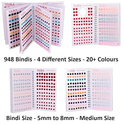 VAMA Premium Velvet Multicolor Forehead Stickers Bindiya Bindis Bollywood Bindi Booklet for Women (Pack of 948 - Bindi Book) thumbnail 7