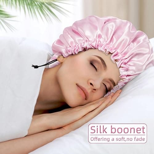 Satin Silk Bonnet For Curly Hair Bonnet Braid Bonnet For Sleeping Bonnets For Women Large Double-layer Adjustable thumbnail 3