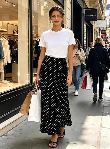 BLENCOT Womens Long Mesh Skirts Elastic High Waisted Printed A-Line Flowy Maxi Skirt for Beach Vacation thumbnail 6