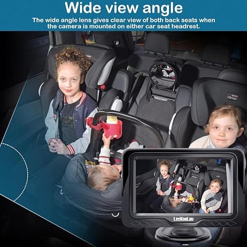 Baby Car Camera Ease Installation - Gift for Newborn Protect Baby's Eyes Color Image Clear Night Vision HD 1080P No-Sloshing Hide Lights 150° Wide View Angle for 3 Kids - LK12 thumbnail 9