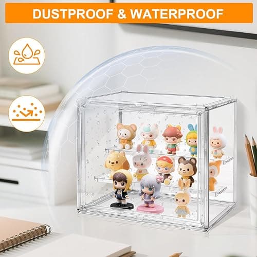 Acrylic Display Case for Collectibles Clear Display Box for Figures with Magnetic Door, Stackable Design, Dustproof, Miniature Display Shelf for Action Figures,Display Box Display Case(1PCS) thumbnail 3