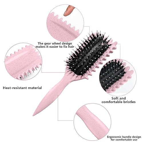Curl Brush - Define Styling Brush with Prongs, for Combing and Shaping Men's and Women's Curls to Reduce Pulling and Curl Separation (Pink, 24cm) thumbnail 3