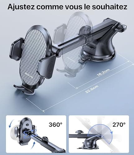Miracase Support Téléphone Voiture [2025 Ventouse Puissante] Porte Telephone Voiture Tableau de Bord, Rotation 360° Portable Ventouse pour iPhone Compatible avec 4-7.2" Smartphone thumbnail 6