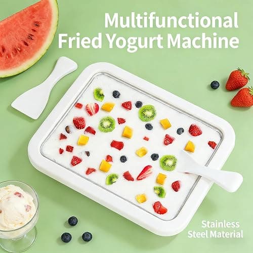 Rolled Ice Cream Maker, New At-Home Ice Cream Roller Maker, DIY Fun Family Activity Instant Ice Cream Tray with Instant Freeze Tray and 2 Scrapers(Pink) thumbnail 6