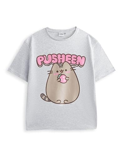 Pusheen the Cat Girls Grey T-Shirt and Shorts Set | Mint Green Graphic Tee with Elasticated Waistband thumbnail 4