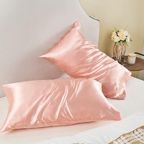 BEDELITE Satin Pillowcase for Hair and Skin, Super Soft and Cooling Similar to Silk Pillow Cases 2 Pack with Envelope Closure, Gift for Women Men(20"x26" Standard Size, Coral) thumbnail 10