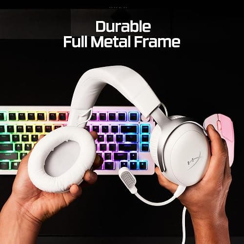 HyperX Cloud III – Wired Gaming Headset, PC, PS5, Xbox Series X|S, Angled 53mm Drivers, DTS, Memory Foam, Durable Frame, Ultra-Clear 10mm Mic, USB-C, USB-A, 3.5mm – White thumbnail 5