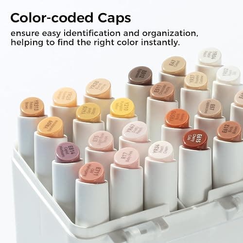 Ohuhu Alcohol Markers Skin Tone Marker Slim Broad and Fine Double Tipped Alcohol-based Marker Set for Artists Adults Coloring Professional Illustration, 24 Portrait Colors Kaala Markers Refillable thumbnail 7