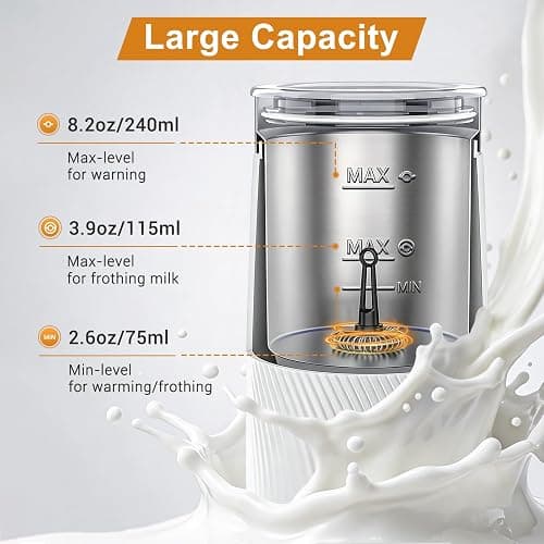 Milk Frother, 4-in-1 Electric Milk Steamer with Warm and Cold Foam Maker, Milk Heater and Warmer Hot & Cold Milk Foamer Maker for Latte Coffee Chocolate (White) thumbnail 5