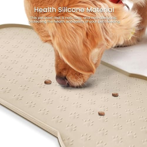 PWTAA Dog Food Mat Anti-Slip Silicone Dog Bowl Mat Thicker Pet Placemat Waterproof Cat Feeder Pad with Raised Edge Puppy Kitten Feeding Mats Suitable Small Medium-Sized Dogs Cats Eating Tray thumbnail 6
