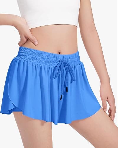 HASMES Girls Butterfly Shorts Teen Flowy Athletic Shorts for Running Dance Cheer 5-14Y thumbnail 2