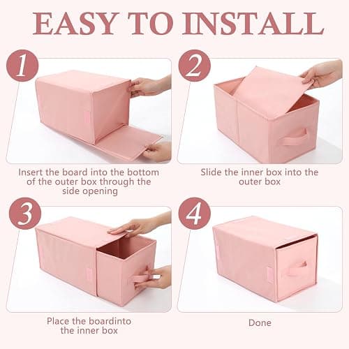 Weysat 6 Pack Large Dorm Stackable Drawers Dorm Essential Under Bed Storage Collapsible Closet Organizer with Drawers Shelf Storage Fabric, Clothes, Towels for College Bedroom Living Room(Pink) thumbnail 6