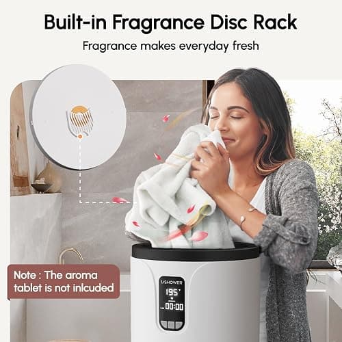 USHOWER Towel Warmers for Bathroom, 20L Large Towel Warmer Bucket for Spa, LCD Screen Display Time, Temperature, Auto Shut-Off Towel Heater Fits Two 40"x70" Oversized Towels, Blankets, Bathrobes, PJ’s thumbnail 9