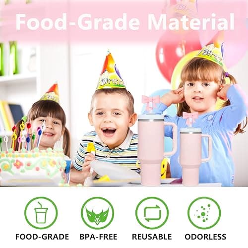 YAYAYOUNG 3 Pcs Classic Pink Bow Straw Covers Cap Toppers Compatible with Stanley 30&40 oz Tumbler Cup,Reusable Cute Silicone Straws Tips Lid Protectors for 0.4 in/10mm Stanleys Cups Straw Accessories - 63-3 Packs thumbnail 3