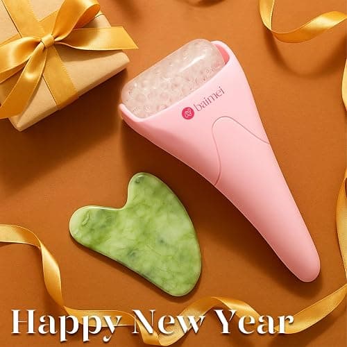 BAIMEI IcyMe Ice Roller for Face and Gua Sha Facial Tool Set, Ice Face Roller Reduces Puffiness Relieves Migraines Skin Care Tools, Self Care Gift for Women - Pink thumbnail 2