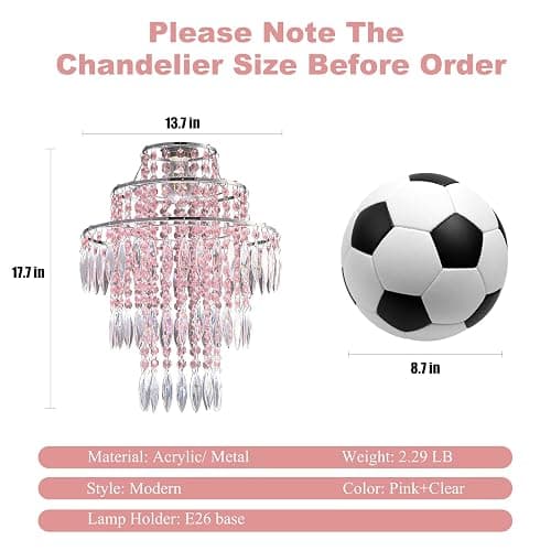 SEEYUAN 3 Tiers Acrylic Chandeliers lamp Shade, Pink Acrylic Beaded Chandelier,Pendant Ceiling Light Shade for Wedding Bedroom Hallway Bathroom - Diameter 13.7''*H17.7'' thumbnail 7