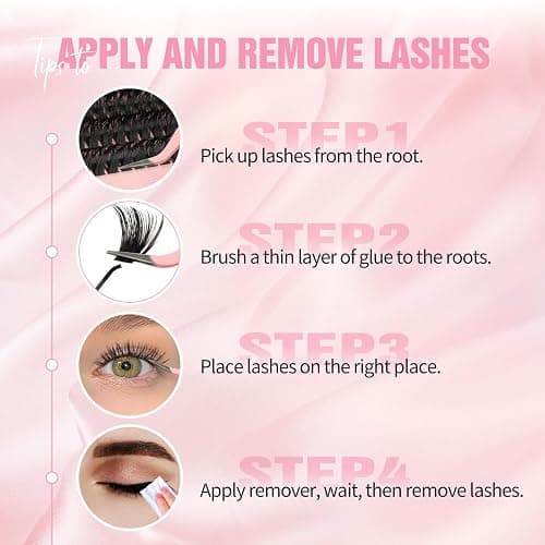 Sixstarhair Individual Eyelashes Kit 544Pcs Lash Clusters with Glue and Remover Volume Clusters Lashes Book Kit D Curl Eyelash Extensions for DIY at Home 10-16mm (60+100+120+150D) thumbnail 7