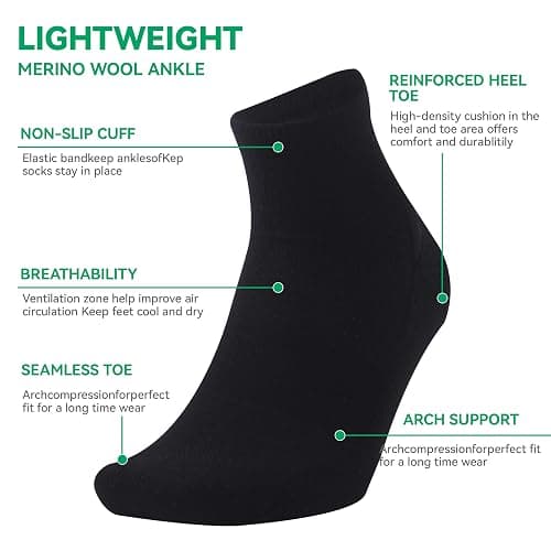 RZTT 3 Pairs 90% Merino Wool Socks for Men Women, Soft Thin Breathable Ankle Socks for Athletic Running Hiking Cycling thumbnail 3