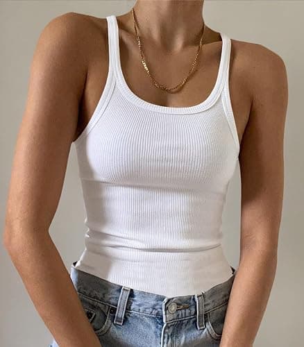 Artfish Women's Sleeveless Tank Top Form Fitting Scoop Neck Ribbed Knit Basic Cami Shirts thumbnail 8