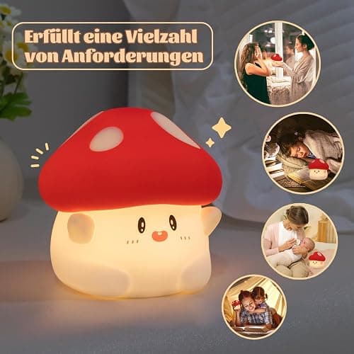 Rytinazzz Hug Mushroom Lamp, Cute Mushroom Night Light, 2 Levels Dimmable Night, LED Squishy Night Light for Kids Sleep, Rechargeable Bedside Touch Silicone Lamp, Unique Dorm Decor Gift Toy thumbnail 6