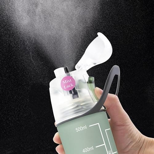 Qshare Misting Drinking Water Bottle, Spray Mist Sports Bottle for Outdoor Sport Hydration and Cooling Down, FDA Approved BPA-Free Misting Water Cup with Unique Mist Lock Design thumbnail 2